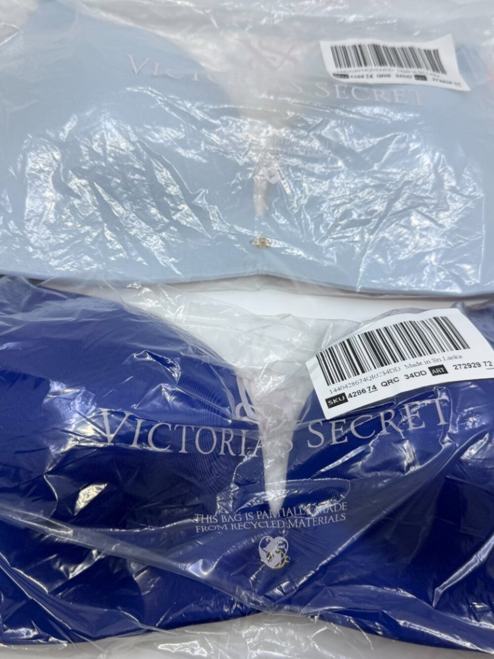 Victoria's Secret Smooth Wireless Plunge Bra 34DD Bright So Blue/Adrift Blue NWT